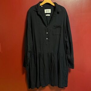 Grayson Tiered Shirt Dress Size 05 / XL Black Long Sleeve Casual‎ Chic Classic